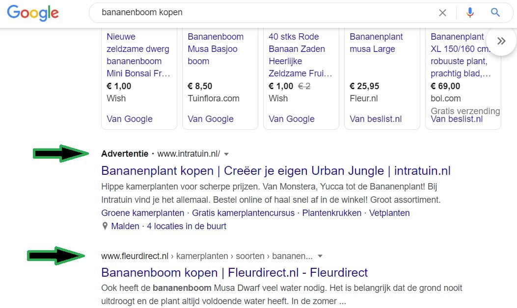 SEA Google Ads advertentie