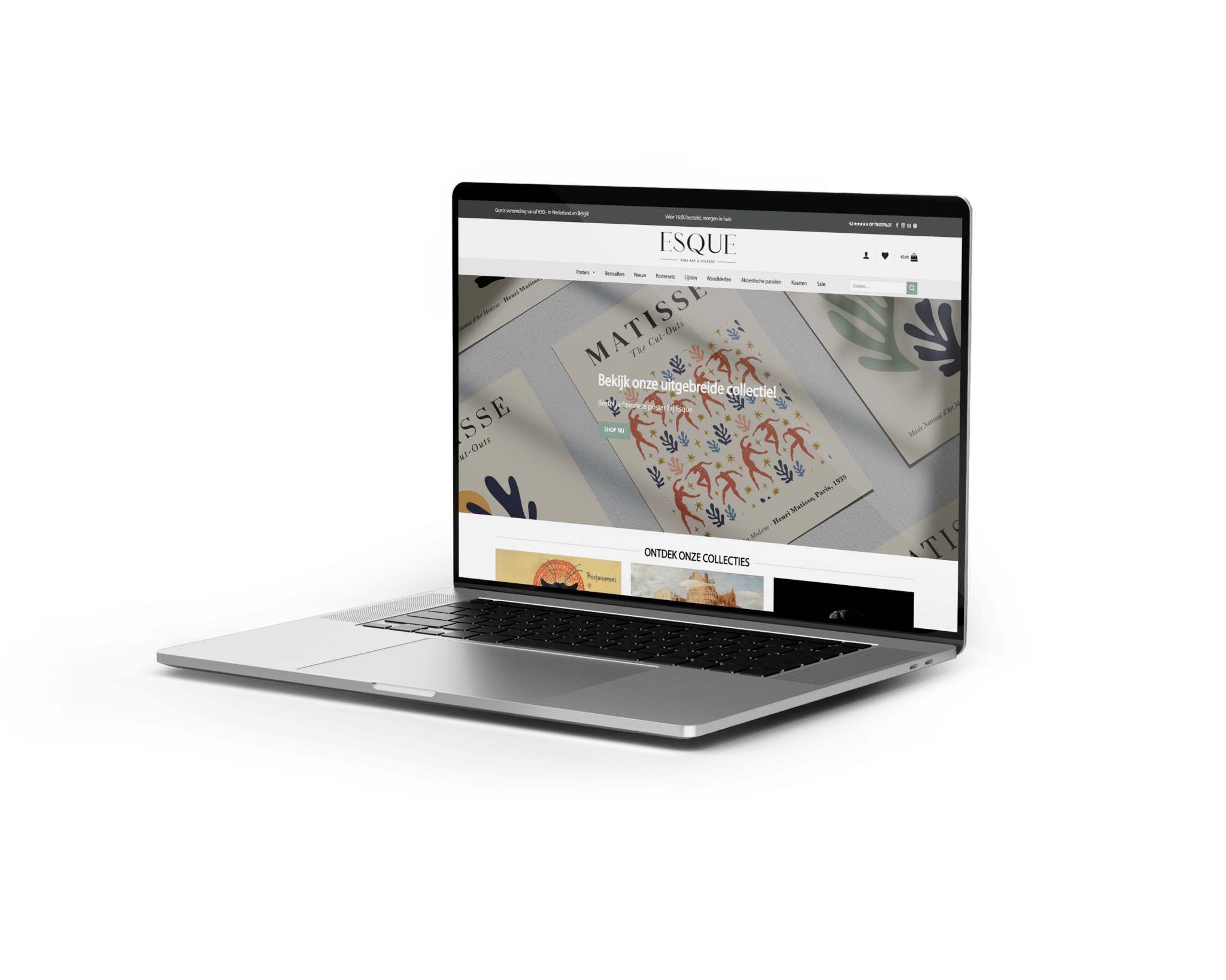 Monkey Vision - Webshop laten maken Monkey Vision - Werken bij laptop mockup webshop