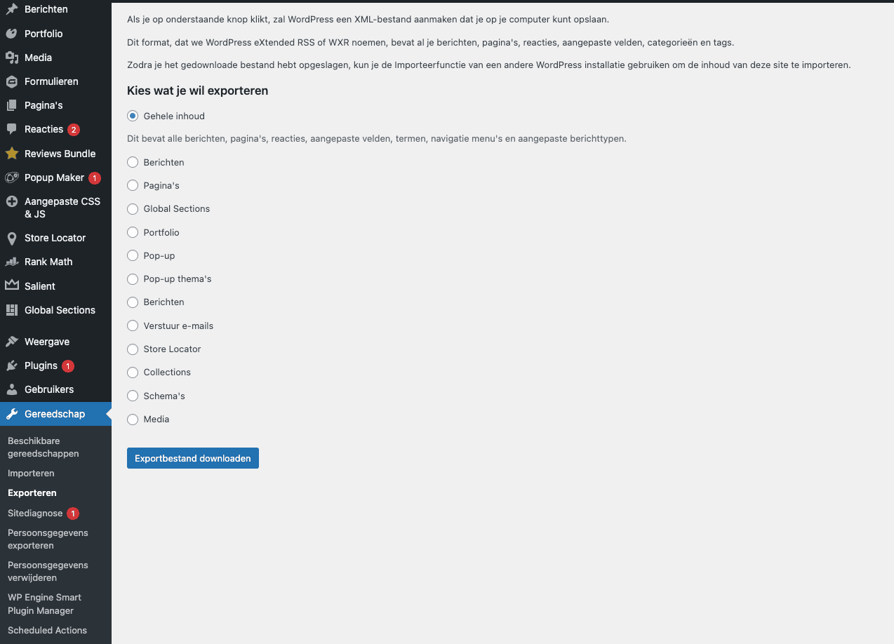 Database exporteren